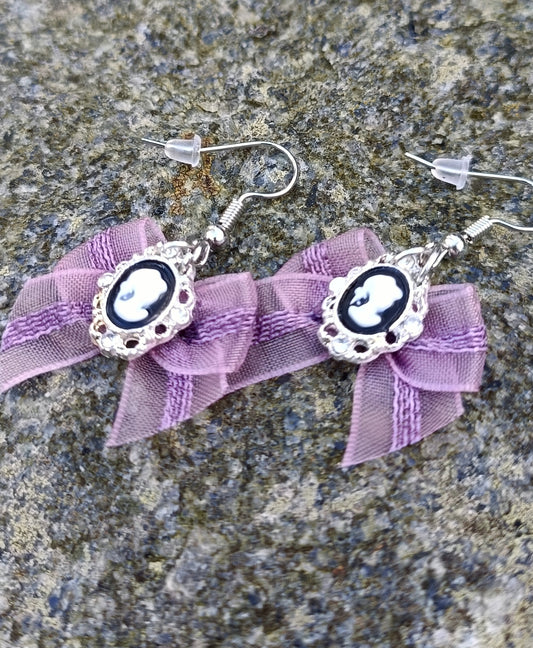 Bow & Victorian Portrait Earrings