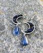 Gemstone moon earrings