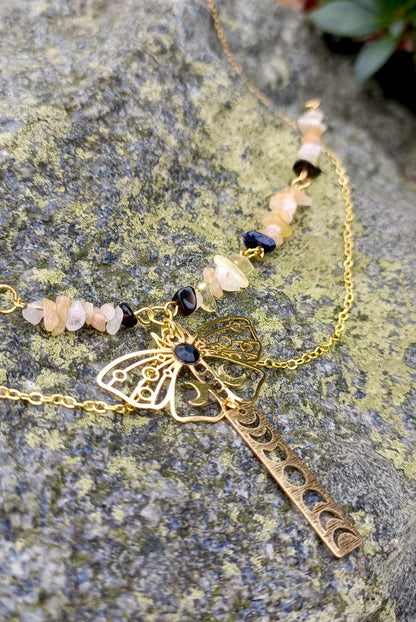 Citrine Moth Necklace