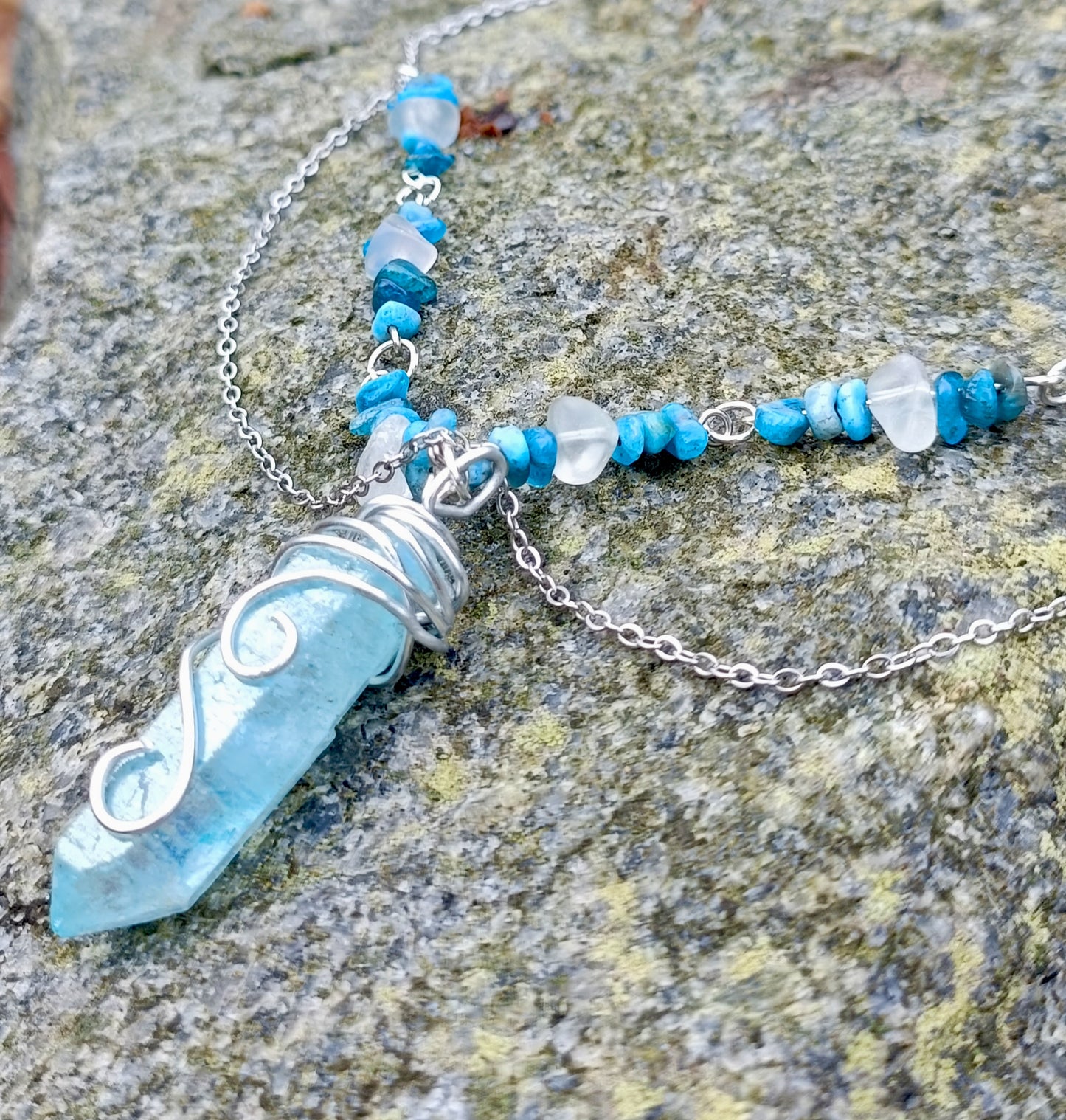 Aquamarine & Glass Necklace