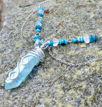 Aquamarine & Glass Necklace