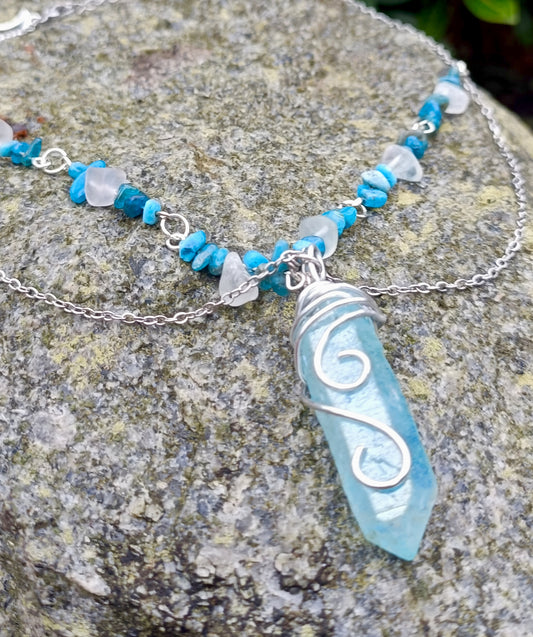 Aquamarine & Glass Necklace