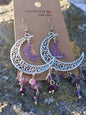 Gemstone Crescent Moon Earrings